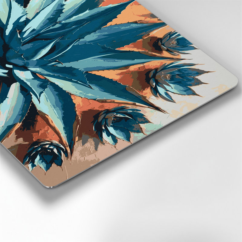 «Southwestern Plants Agave Plant 146», art mural gris en métal, H 11 po x l 14 po