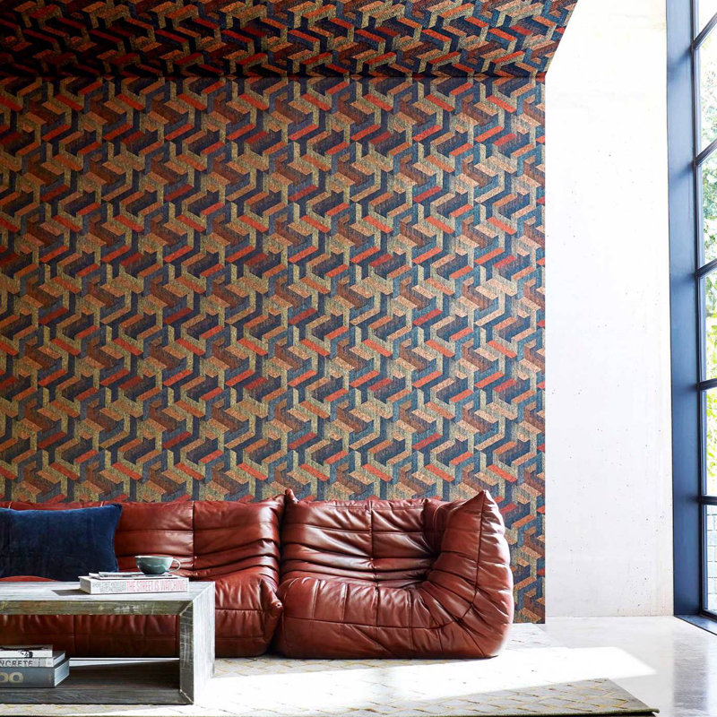 Escheresque Wallpaper, Copper/Slate