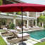 Parasol imperméable d'extérieur 6 x 9 pi avec manivelle et bouton poussoir inclinable sans rabat pour le jardin-790043051