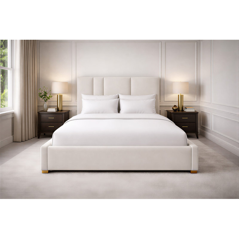 Upholstered Bed, Cream, Full