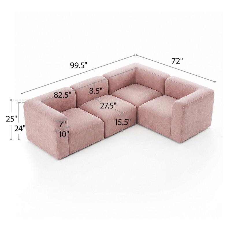 Bouclé 4-Piece Modular L-Shaped Sectional Sofa with Deep Seating