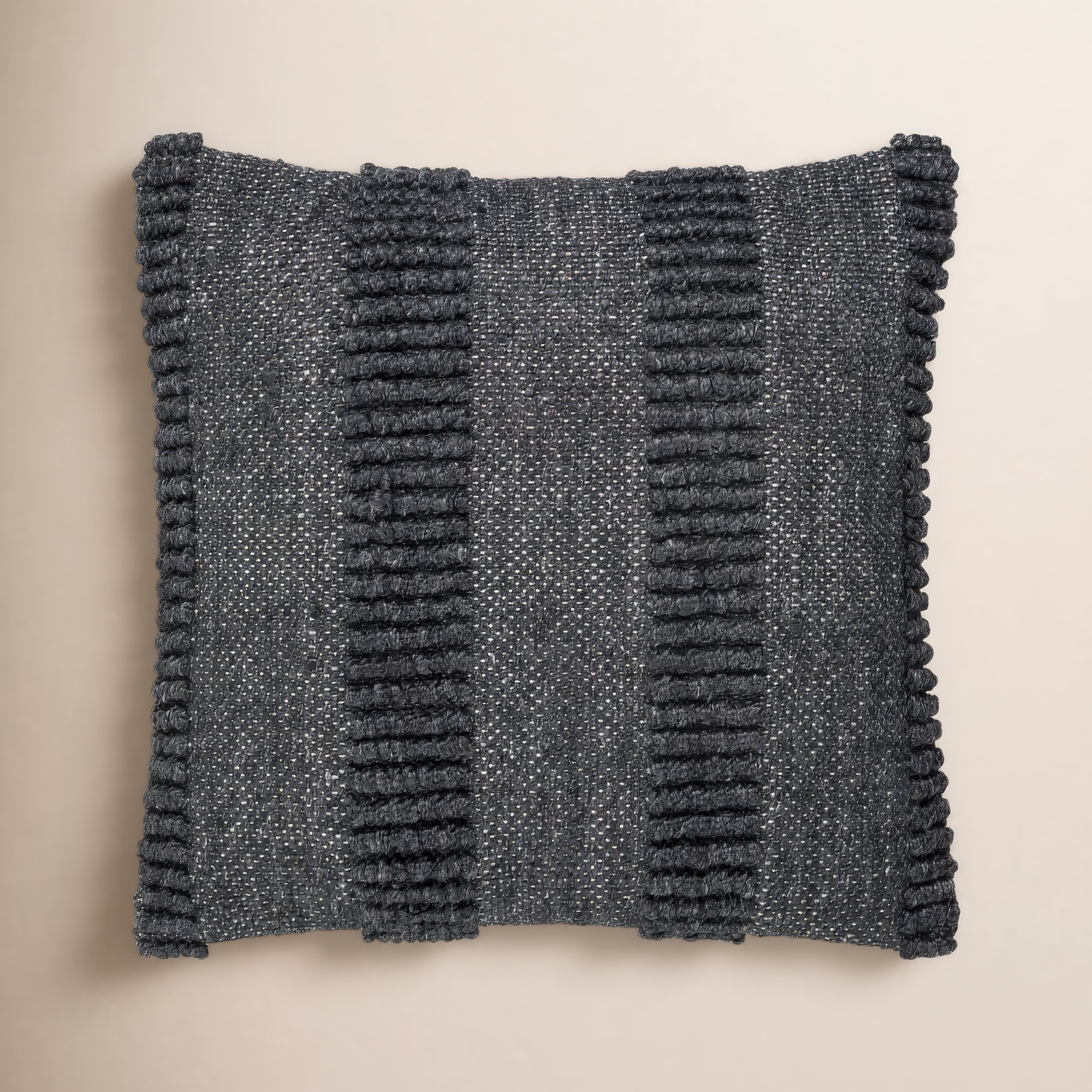 Fernan Striped Throw Pillow, Down, 20"H x 20"W, Dark Gray