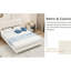 Beige, lit double, tête de lit, support d'écurie, rembourrage, base de lit tapissier beige simple et élégante, bois de peuplier, revêtement en velours, convient à la chambre d'amis-130874220
