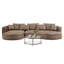 Canapé modulaire en cuir courbé de 128 po avec méridienne et 7 coussins-1191290800-1191290801
