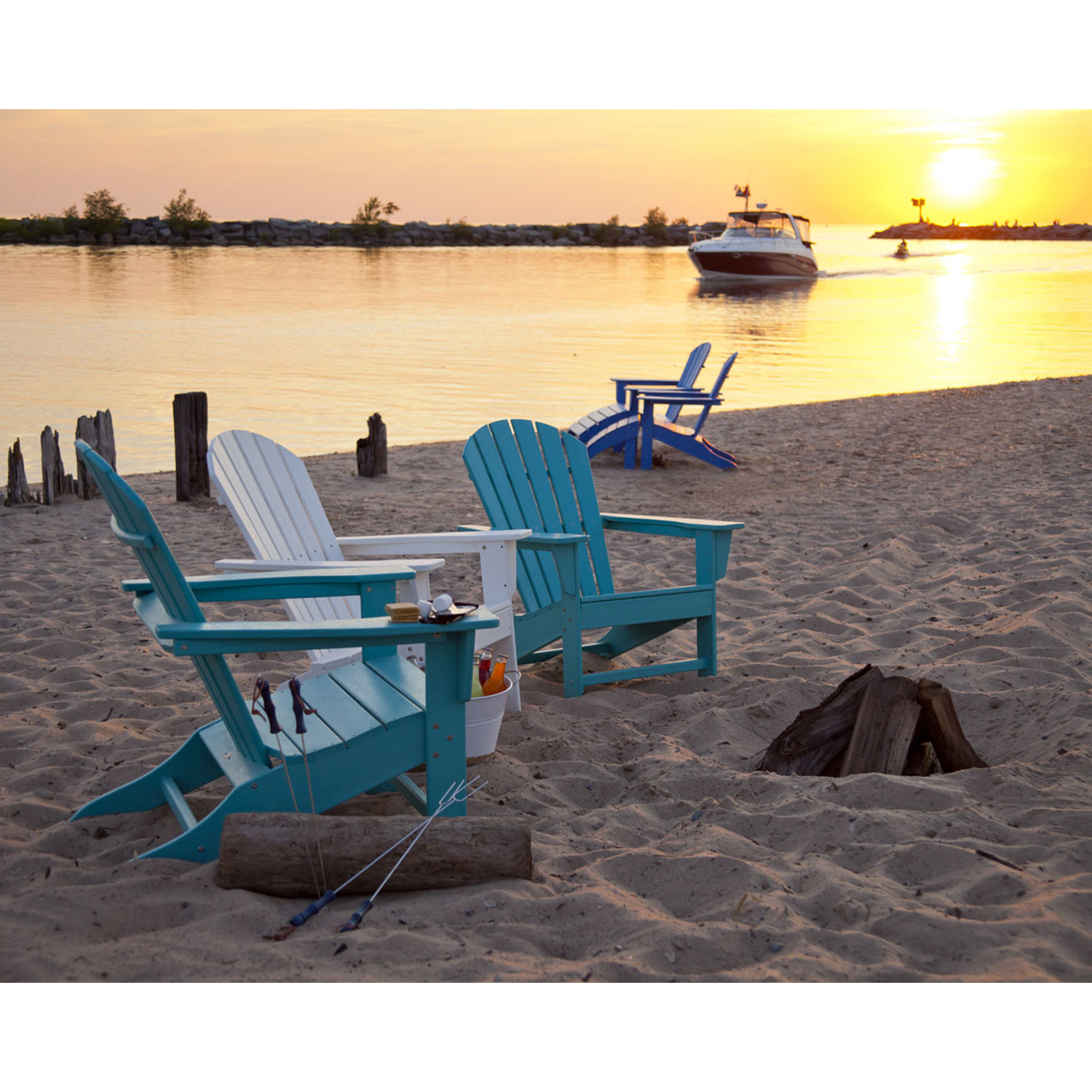 POLYWOOD® South Beach Adirondack Chair, Turquoise