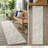 8' Runner Beige and Ivory Abstract Washable Non Skid Indoor Outdoor Runner Rug