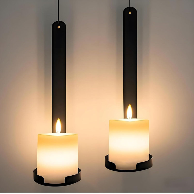 Black Cast Iron Wall Candle Sconces Set Of 2 Farmhouse Decor