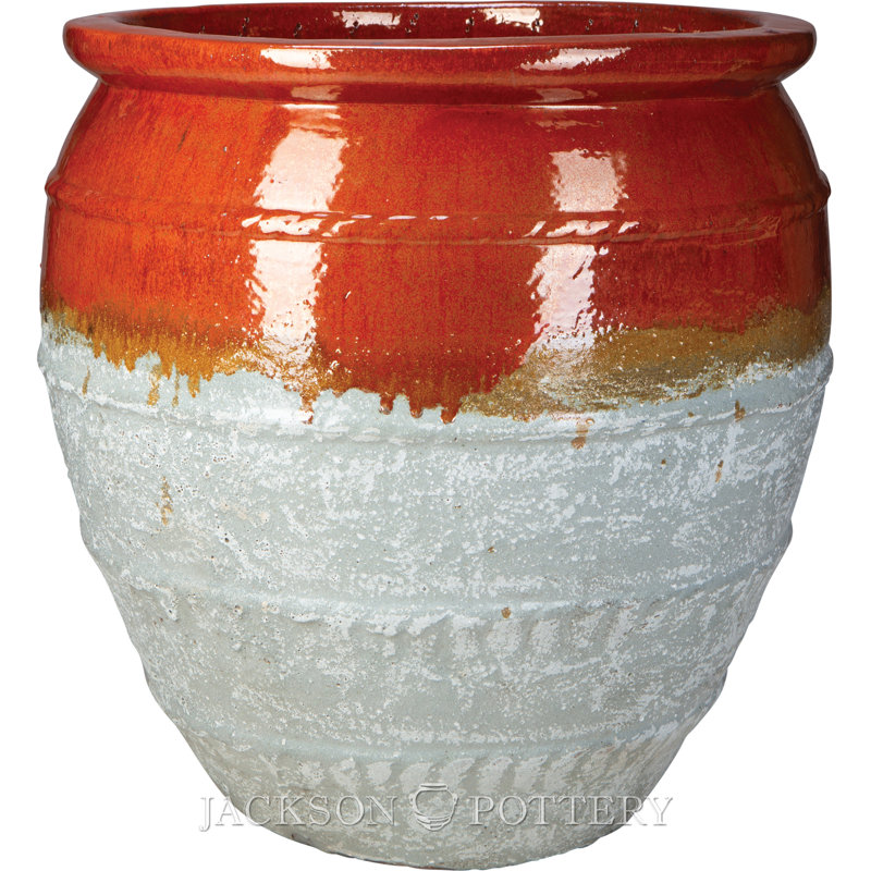 29.5 in. Magnus Water Jar - Red over Greystone, Red/Gray