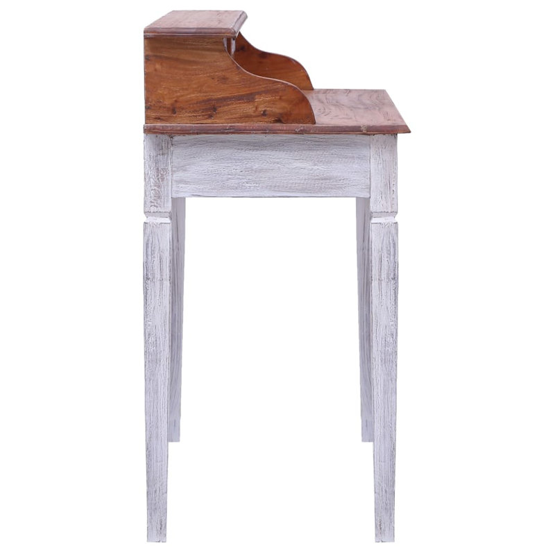Writing Desk with Drawers 90x50x101 cm Solid Mahogany Wood, White