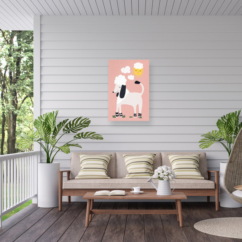 «Happy Poodle» sur toile par Treechild, H 19 po x l 12 po