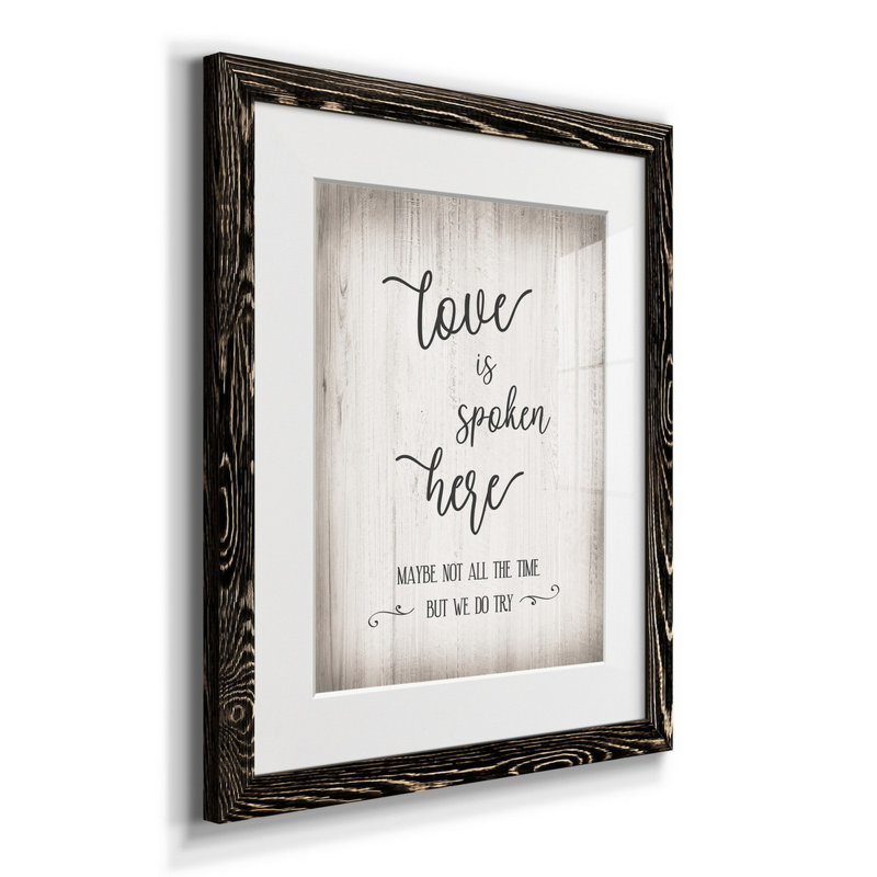 «Love Is Spoken» - Cadre photo, impression d'art textuel sur papier, H 24 po x l 18 po x P 1,5 po, Noir