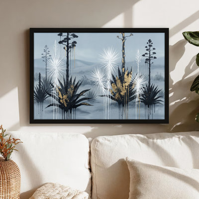 Art mural sur toile noir encadré pour le salon, la chambre à coucher, le bureau ou le vestibule - décoration murale décorative avec nuit du désert