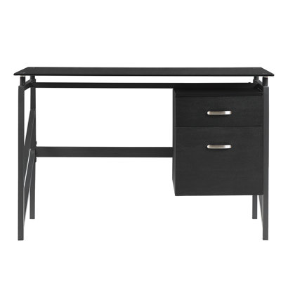 O'Brien Glass Top Metal Base Writing Desk
