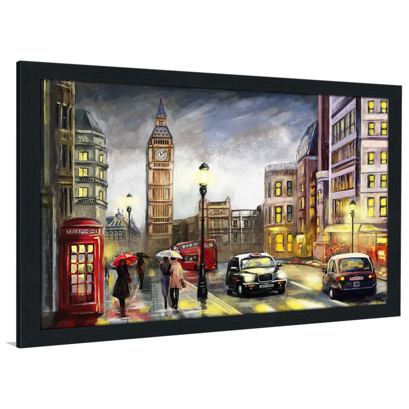 «London Streets», reproduction encadrée, H 21,5 po x l 27,5 po x P 0,75 po, Cadre espresso