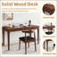 Bureau en bois massif avec tiroirs, bureau debout pour petits espaces, design moderne Mid-Century pour bureau et bureau