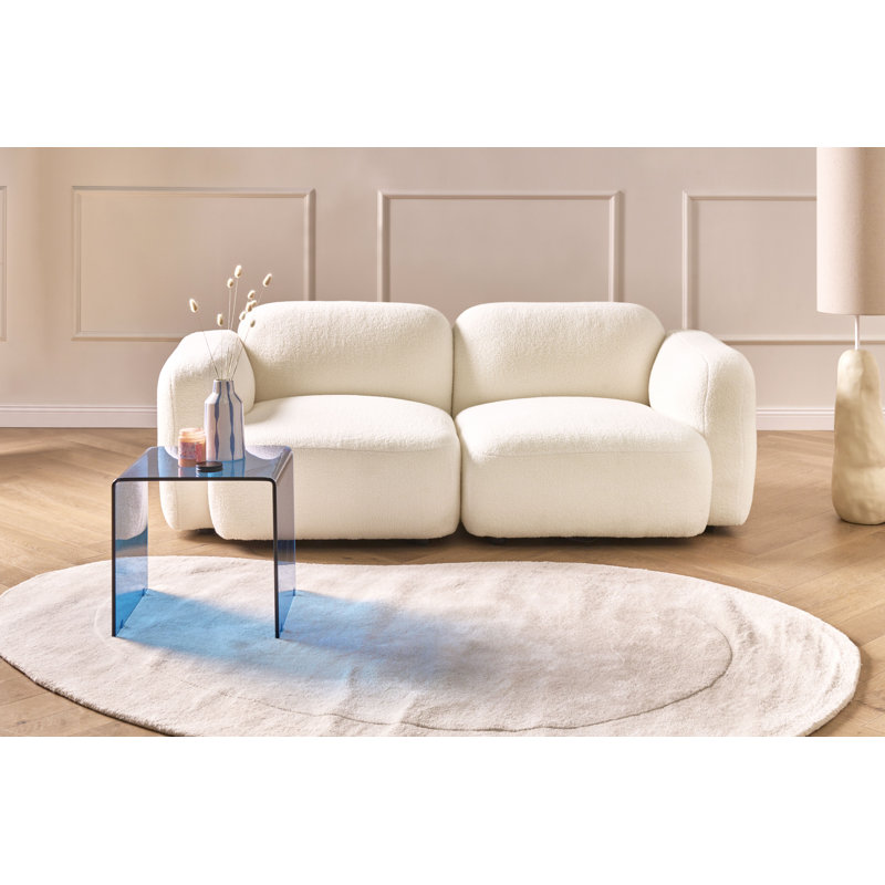 3 Seater Sofa, White Polyester