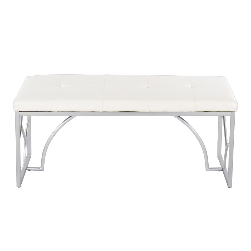 Faux Leather Upholstered Bench, White