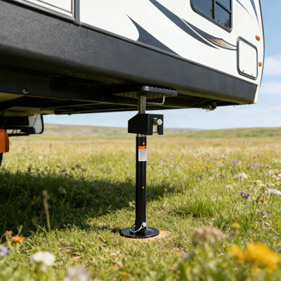 Heavy Duty RV Slide Out Stabilizer Jacks - Adjustable 21"-49" Flat Top Blocks for Camper Leveling - Supports Up to 10,000 lbs - Quick Lift - 2-piece flat top style