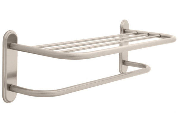 Metal Bracket Shelf with Towel Bar, Brushed Nickel