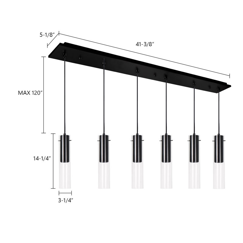 Lena 41-in Brushed Nickel 6-Light Multi Pendant, Brushed Nickel, 6 Lights, 50 W