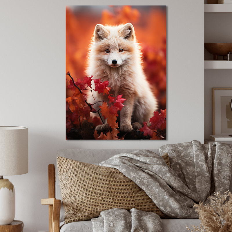 Alaska, renard arctique - animaux, art mural en métal, H 20 po x l 12 po x P 1 po