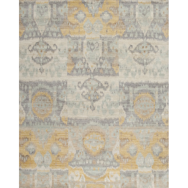 Jazz Hand Knotted Wool Area Rug in Beige, Rectangle 8' x 10'
