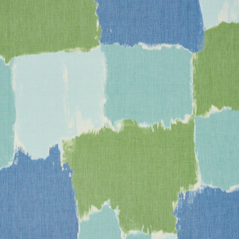 Colorblock Ikat Fabric, Aqua