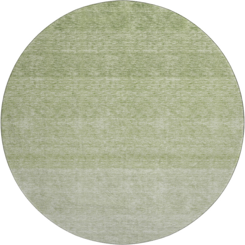 Premium Machine Washable Prisco Green Rug, Round 8'