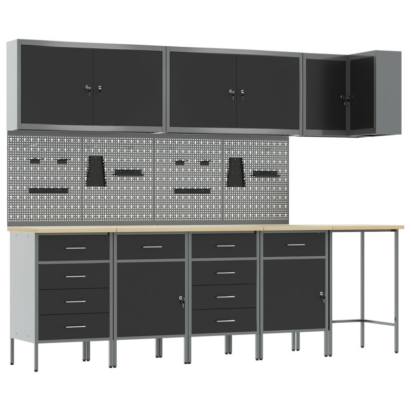 Set Of 11 Black Steel Medium Height-Adjustable