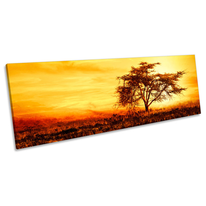 Golden Sunset Landscape - Wrapped Canvas Panoramic Art Prints, 40.64cm H x 121.92cm W