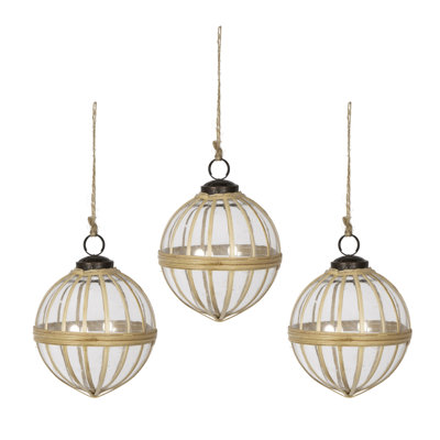 Ornement suspendu de Noël D3,9 ", boules de Noël suspendues décoratives pour décorations de fêtes, lot de 3