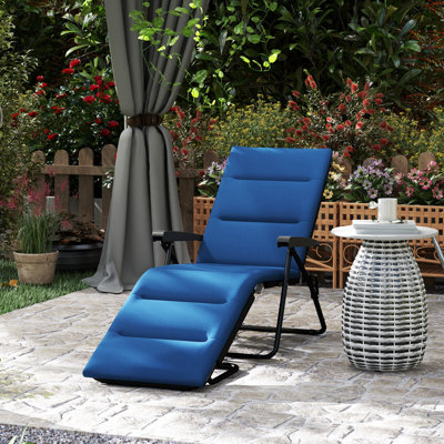 Chaise longue pliante avec coussin, dossier réglable 