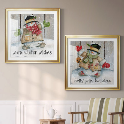 «Winter Wishes Snowman», ensemble de 2 reproductions d'art