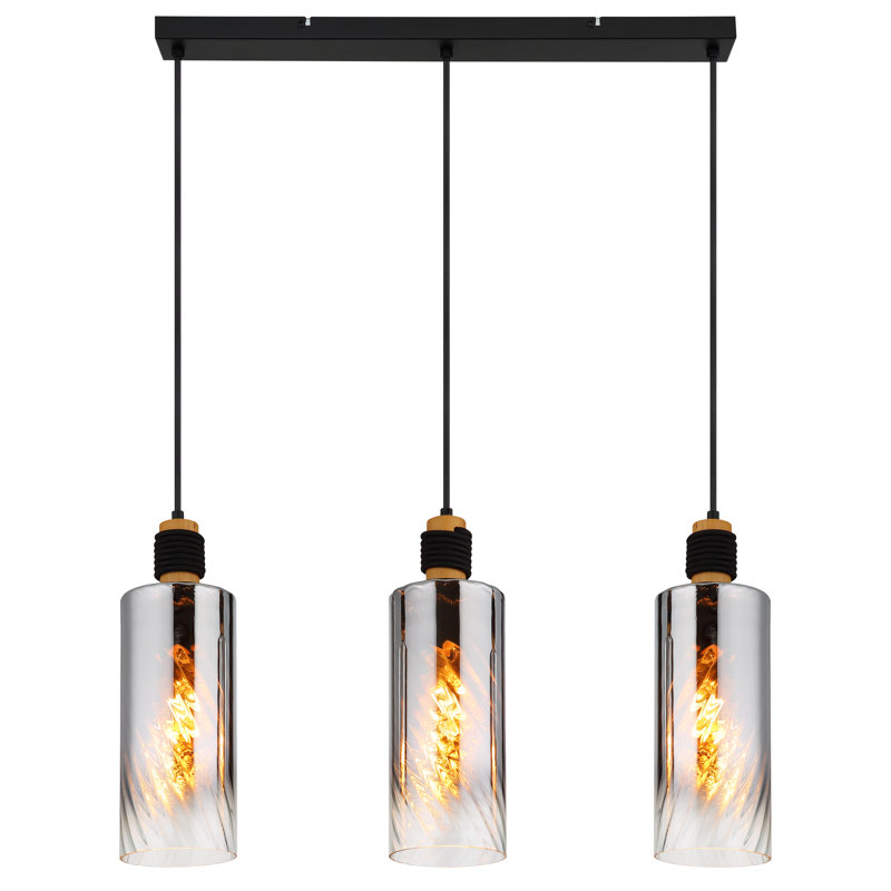 3 - Light Matte Black Geometric Pendant