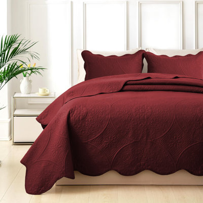 Ensemble de couvre-lit à motif floral en microfibre - Literie matelassée douce, légère et infroissable