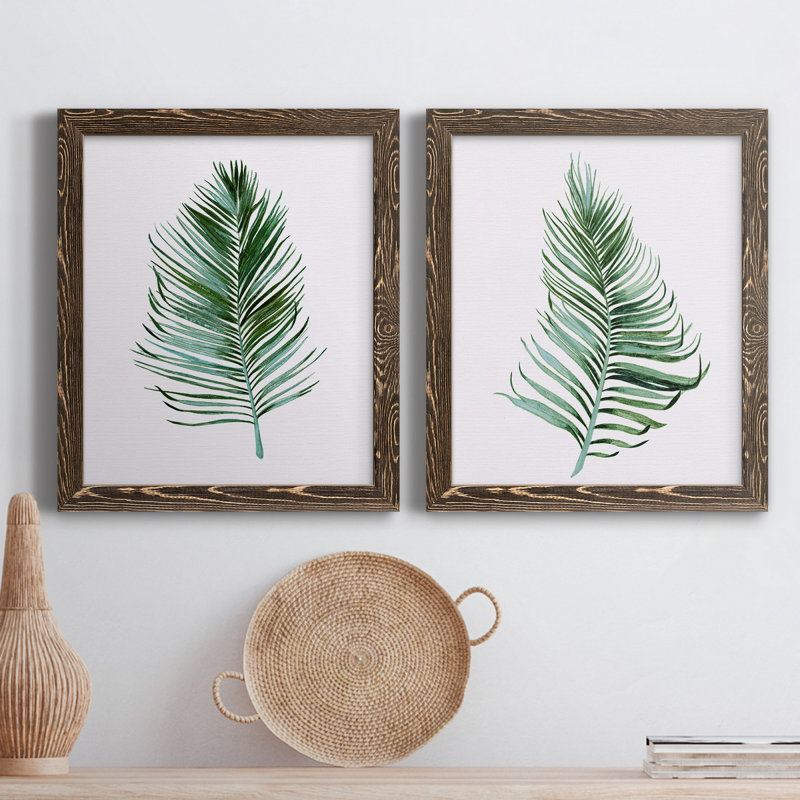 «Sage Frond I», ensemble de 2 peintures sur toile encadrées, H 31,5 po x l 47 po x P 1,5 po, Noyer