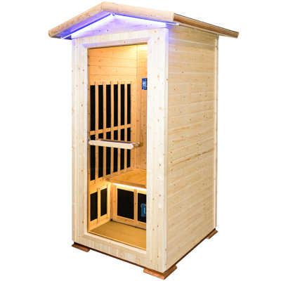 OUTEXER 1 - Person Indoor / Outdoor Bluetooth Compatible FAR Infrared Sauna in Spruce
