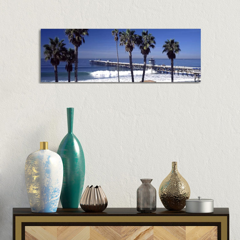 Pier Over An Ocean, San Clemente Pier, Los Angeles County, California, USA - Wrapped Canvas Panoramic Print