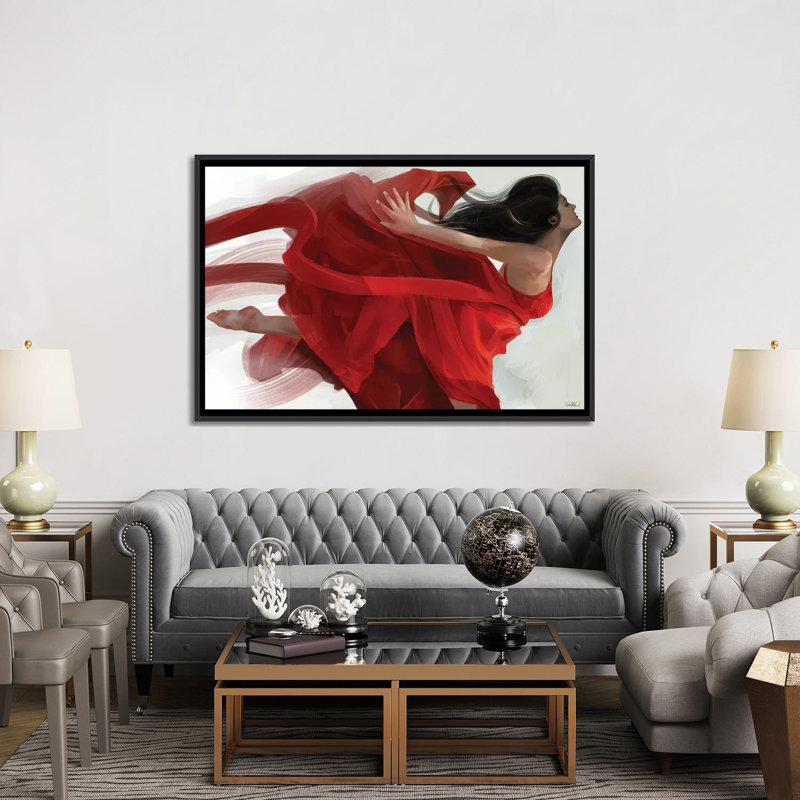 « danse », impression sur toile, H 18 po x l 26 po x P 1,5 po, Pas de tapis, Toile avec cadre noir