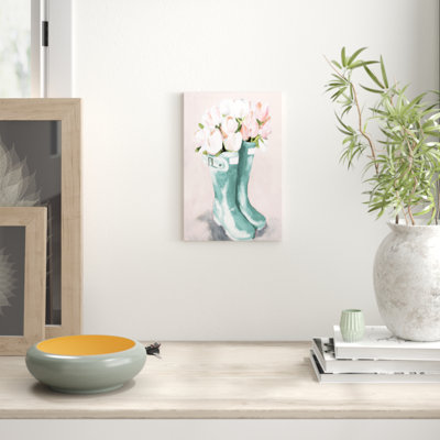 " Pastel Rainboots And Flowers "