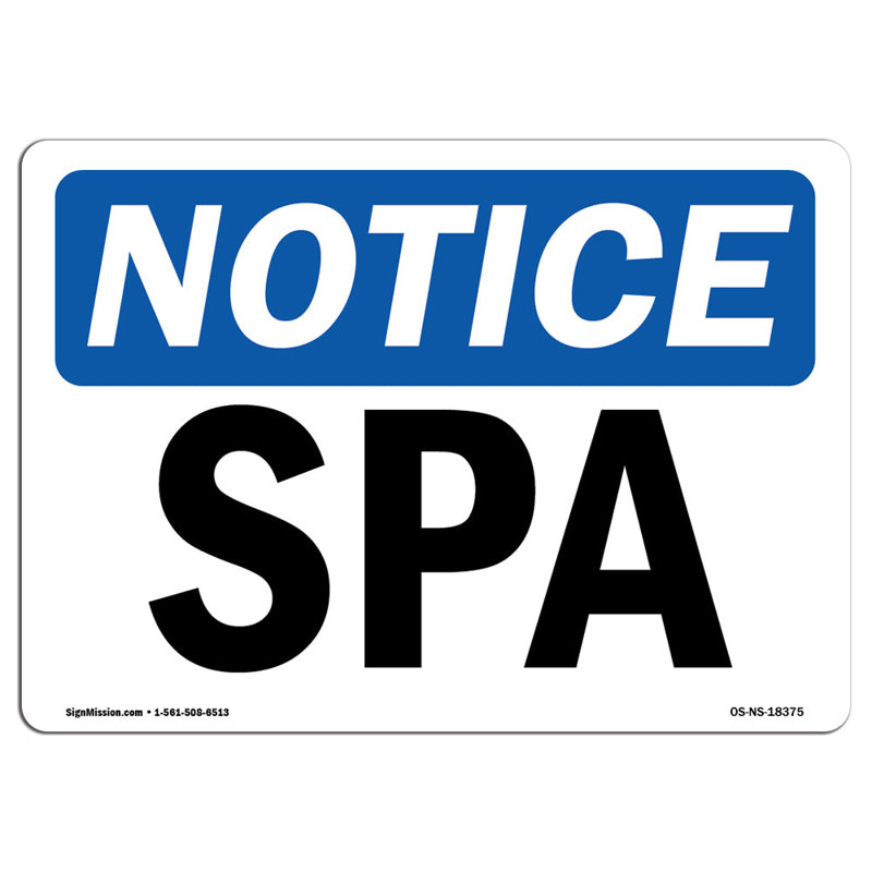 Spa Aluminum Sign 18 x 24