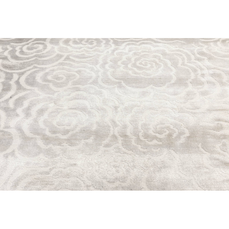 Modern One-of-a-Kind Runner 4'7" X 14'1" New Age Runner Wool Area Rug in White