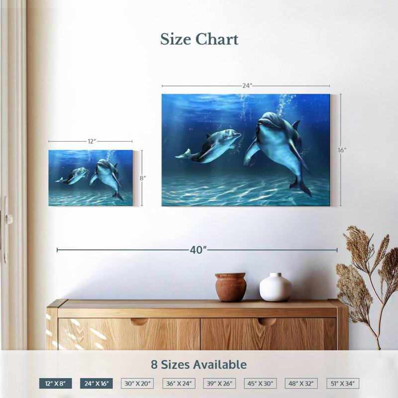 Crowle Dolphins, 16" H x 24" W