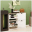 Armoire de rangement pour chaussures moderne autoportante avec 4 tiroirs rabattables et une tablette ajustable