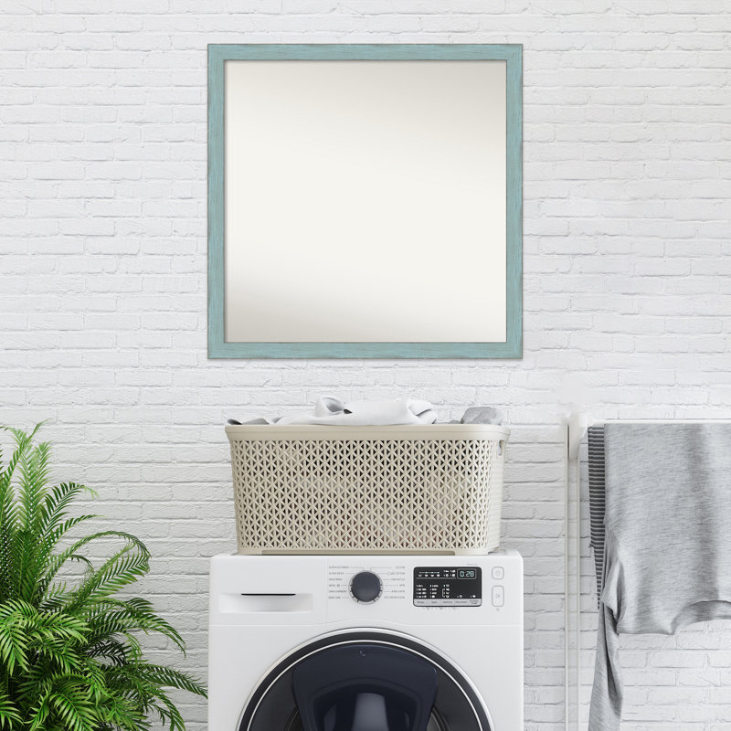 Miroir mural de salle de bain bleu ciel, 28,25 po x 28,25 po