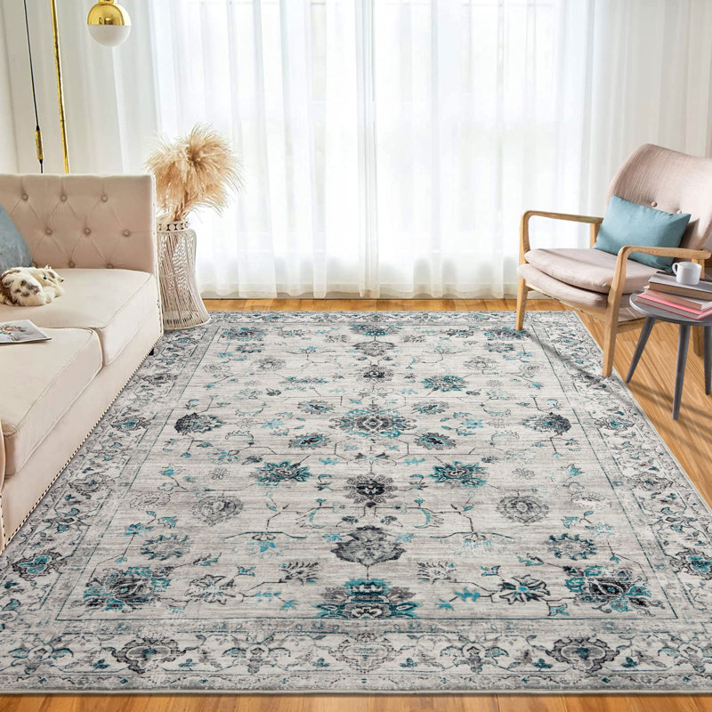 Holzhauer Area Rug with Non-Slip Backing, Rectangle 5' x 7'