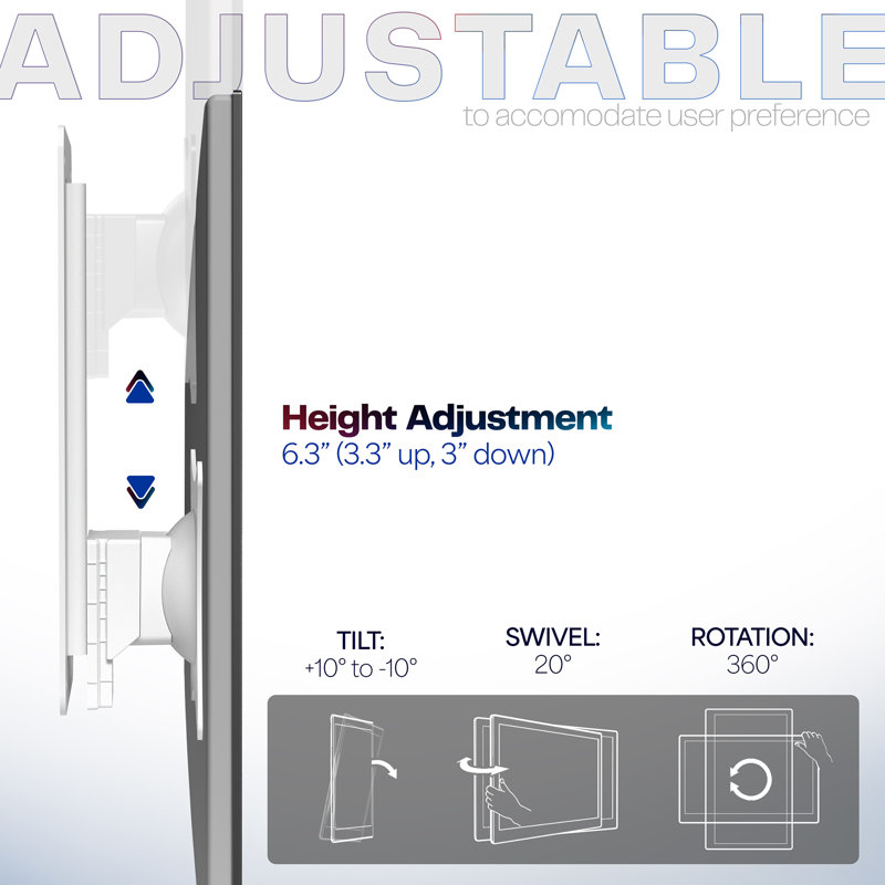 White Adjustable Steel VESA Monitor Wall Mount for 17" to 32" Screens