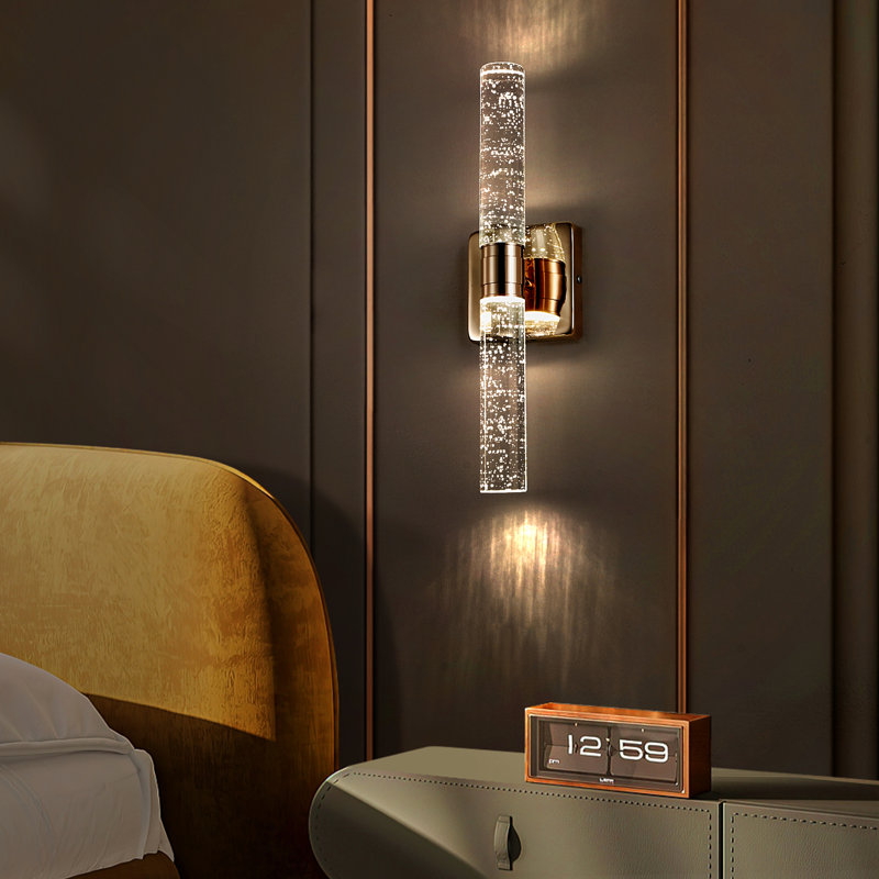 2- Applique murale en cristal bullé - Doré pour la chambre à coucher moderne, la salle de bain, le placage