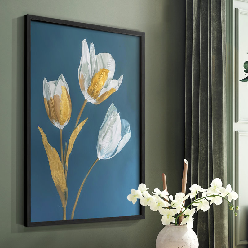 FLORAL Series CX - reproduction encadrée de qualité supérieure - prête à être accrochée - aucun clou requis, H 11 po x l 9 po