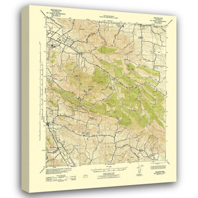 ArtDirect USGS Gallery Wrapped Canvas Art Titled: Mt Diablo California Quad - USGS 1943